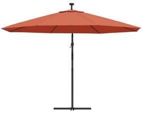 Ομπρέλα Κρεμαστή με LED Τερακότα 350 εκ. - Καφέ