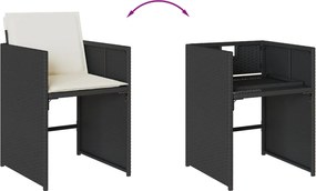 vidaXL Σετ Τραπεζαρίας Κήπου 5 Τεμαχίων Μαύρο Συνθ. Ρατάν με Μαξιλάρια