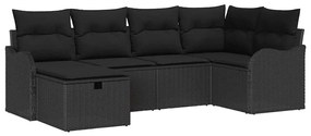 vidaXL Σετ Καναπέ Κήπου 6 pcs Μαύρο 232.5 x 122.5 x 85 εκ Πολυ ράταν