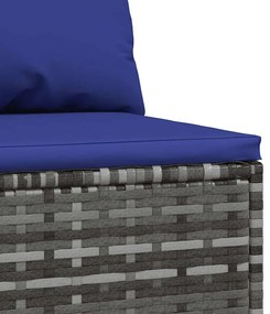 vidaXL Καναπέδες Κήπου Μεσαίοι 2 τεμ. Γκρι Συνθ. Ρατάν με Μαξιλάρια