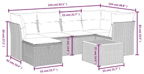 vidaXL Καναπές Σετ 7 Τεμαχίων Μαύρο Συνθετικό Ρατάν με Μαξιλάρια