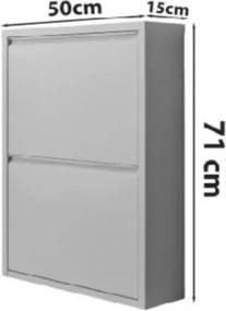 Stewehome Σετ 2 μεταλλικών παπουτσοθηκών Γκρι 50x15x71 cm