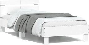 vidaXL Πλαίσιο Κρεβατιού με Κεφαλάρι Λευκό 100x200 εκ. Επεξ. Ξύλο