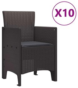 vidaXL Σέτ φαγητού για κήπο 11 pcs Καφέ Rattan Polt