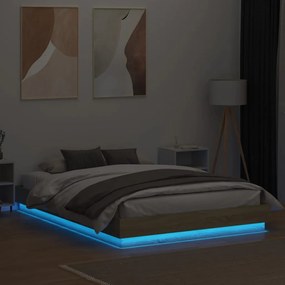 Πλαίσιο Κρεβατιού με LED Sonoma Δρυς 150x200 εκ. - Καφέ