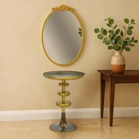 Βοηθητικό τραπέζι Trego Inart χρυσό-μαύρο μέταλλο Φ39x55εκ 39x39x55 εκ.