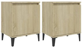 vidaXL Κομοδίνα Sonoma Δρυς 40 x 30 x 50 εκ. με Μεταλλικά Πόδια