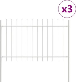 vidaXL Φράχτης Κήπου 3 pcs Λευκό 5,1 x 1,2 μ Ατσάλι με Πούδρα