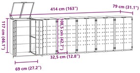 ΠΛΑΙΣΙΟ ΚΑΔΩΝ ΑΠΟΡΡΙΜΜΑΤΩΝ 6 ΚΑΔΟΙ ΓΚΡΙ 414X79X117 ΕΚ. ΑΤΣΑΛΙ 3279991