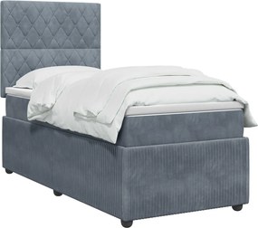 vidaXL Κρεβάτι box spring με στρώμα Σκούρο Γκρι 100 x 200 cm Βελούδο