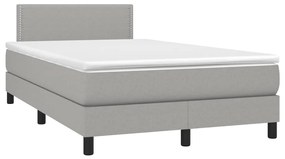 vidaXL Κρεβάτι Boxspring με Στρώμα & LED Αν.Γκρι 120x190εκ. Υφασμάτινο