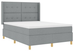 vidaXL Κρεβάτι Box Spring με Στρώμα και LED Φωτισμό Γκρι 140x200 εκ. Ύφασμα