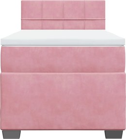 vidaXL Κρεβάτι Boxspring με Στρώμα Ροζ 80 x 200 εκ. Βελούδινο