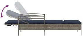 vidaXL Ξαπλώστρα με Μαξιλάρι Γκρι 63x200x81 εκ. από Συνθετικό Ρατάν (μόνο για τις ΗΠΑ)