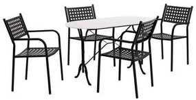 Σετ Τραπεζαρίας 5τμχ HM10385 Λευκό-Μαύρο 120x59x72cm Four Seater
