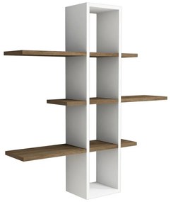 Ραφιέρα τοίχου Akira μελαμίνη σε καρυδί-λευκή απόχρωση 96x19.5x101εκ 96x19.5x101 εκ.