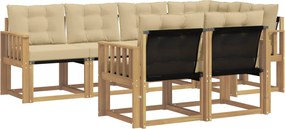 vidaXL Σειρά Καναπέ Εξωτερικού με μαξιλάρι 7 pcs Λευκό και Μπεζ