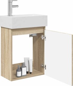vidaXL Μονάδα μπάνιου με βρύση Sonoma Δρυς 45,5 x 22,5 x 84 εκ