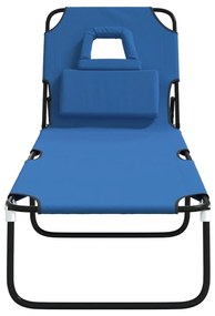 vidaXL Ξαπλώστρα Πτυσ. Μπλε Ύφασμα Oxford&amp;Ατσάλι Ηλεκτ. Βαφή Πούδρας