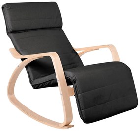 Πολυθρόνα Super Relax HAMILTON Μαύρο/Φυσικό Ξύλο/Ύφασμα 67x105x90cm