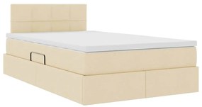 vidaXL LED Κρεβάτι αποθήκευσης με στρώμα Κρέμ 120 x 200 cm Ύφασμα