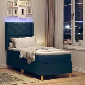 vidaXL Κρεβάτι με ελατήρια με στρώμα Μπλε 80 x 200 cm ύφασμα