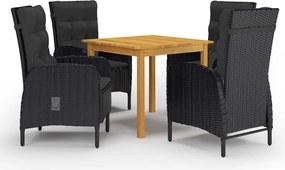 vidaXL Σετ Τραπεζαρίας Κήπου 5 Τεμαχίων Μαύρο