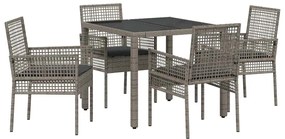 vidaXL Σέτ φαγητού για κήπο 5 pcs Γκρι Πολυ ράταν