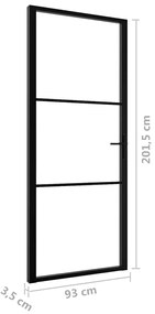 vidaXL Πόρτα Εσωτερική Μαύρη 93 x 201,5 εκ. από Γυαλί ESG / Αλουμίνιο