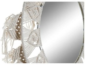 Τοίχο καθρέφτη DKD Home Decor Λευκό Boho Μακραμέ 75 x 2 x 75 cm