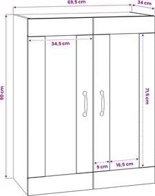 vidaXL Ντουλάπα Τοίχου Artisan Δρυς 69,5 x 34 x 90 εκ.