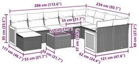 vidaXL Σαλόνι Κήπου Σετ 11 Τεμαχίων Μαύρο Συνθετικό Ρατάν με Μαξιλάρια