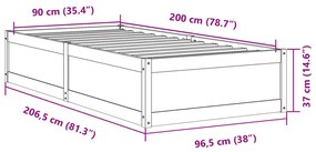 ΠΛΑΙΣΙΟ ΚΡΕΒΑΤΙΟΥ ΚΑΦΕ ΚΕΡΙΟΥ 90X200 ΕΚ. ΑΠΟ ΜΑΣΙΦ ΞΥΛΟ ΠΕΥΚΟΥ 846833