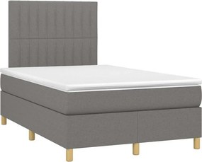 vidaXL Κρεβάτι Boxspring με Στρώμα Σκούρο Γκρι 120x190 εκ Υφασμάτινο