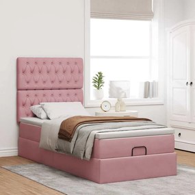 VidaXL Οθωμανικό κρεβάτι με στρώματα Ροζ 100x200cm Velvet