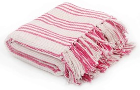 Ριχτάρι Ριγέ Ροζ και Λευκό 220 x 250 εκ. Βαμβακερό