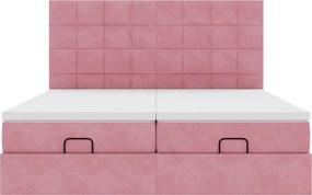 vidaXL Οθωμανικό κρεβάτι με στρώματα ροζ 200x200cm Velvet
