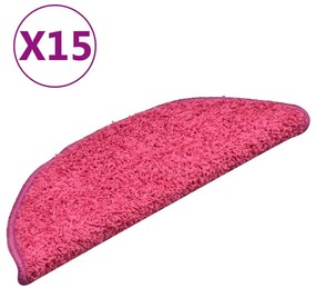 vidaXL Πατάκια Σκαλιών 15 τεμ. Ροζ Ημίστρογγυλά 56x17x3 εκ.