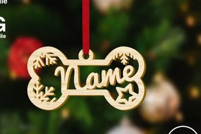 Intra απο ξύλο plywood 3mm-4mm πάχος - Χριστουγεννιάτικο στολίδι με κόκκαλο σκύλου Δίασταση 8x2 cm INTRAFABR-50660738