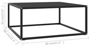 vidaXL Τραπεζάκι Σαλονιού Μαύρο 80 x 80 x 35 εκ. με Μαύρο Γυαλί