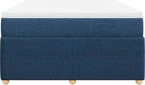 vidaXL Κρεβάτι Boxspring με Στρώμα Μπλε 140x190 εκ. Υφασμάτινο