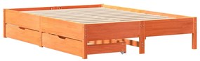 vidaXL Σκελετός Κρεβατιού Χωρίς Στρώμα Καφέ 140x200 Μασίφ Ξύλο Πεύκου