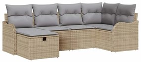 vidaXL Σετ Καναπέ Κήπου με μαξιλάρι 6 pcs Μπεζ Πολυ ράταν