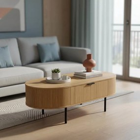 Τραπέζι σαλονιού Scandi  MDF φυσικό με μεταλλικά πόδια 118x60x44εκ 118x60x44 εκ.