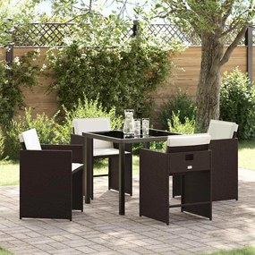 vidaXL Σέτ φαγητού για κήπο 5 pcs Καφέ συνθετικό ρατάν