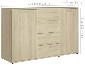 Μπουφές Sonoma Δρυς 120 x 35,5 x 75 εκ. από Μοριοσανίδα - Καφέ