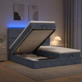 vidaXL Κρεβάτι Ottoman με Στρώμα και LED Σκούρο Γκρι 200 x 200 cm
