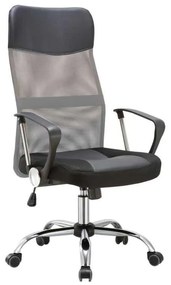 Πολυθρόνα Γραφείου Διευθυντή BF2400-PVC Χρώμιο/Pvc&amp;Mesh Γκρι/Μαύρο