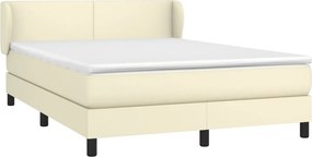 vidaXL Κρεβάτι Boxspring με Στρώμα Κρεμ 140x200εκ. από Συνθετικό Δέρμα