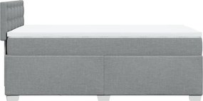 vidaXL Κρεβάτι Boxspring με Στρώμα Ανοιχτό Γκρι 90x190 εκ. Υφασμάτινο